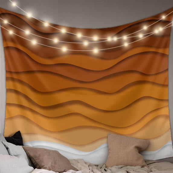 Orange Ombre Stripes Large Tapestry for Bedroom Wall Hanging Tapestry,Farmhouse Retro Abstract Waves Art Ceiling Backdrop Tapestries Poster Blanket Wall Decor for Teens Room Living Room 85" x 90"