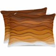 thumbnail image 1 of Orange Ombre Stripes Pillow Cases Standard Size Set of 2, Smooth Satin Pillowcase for Hair and Skin, Farmhouse Retro Abstract Waves Art Decorative Cooling Bed Pillow Covers with Zipper, 20x26 Inches, 1 of 5