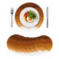 thumbnail image 1 of Orange Ombre Stripes Round 15 Inch Placemats Set of 8, Farmhouse Retro Abstract Waves Art HeatResistant Non Slip Place Mats for Dining Table, Wipeable Braided Kitchen Table Mats for Housewarming, 1 of 9