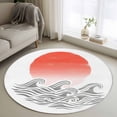 thumbnail image 1 of Orange Ombre Sun Rise Round Area Rug 3Ft Washable Small Circle Rugs for Kitchen Entryway, Ocean Waves Coastal Abstract Art Non-Slip Carpet Floor Mats Indoor Outdoor Carpet Runner Aesthetic Home Decor, 1 of 8