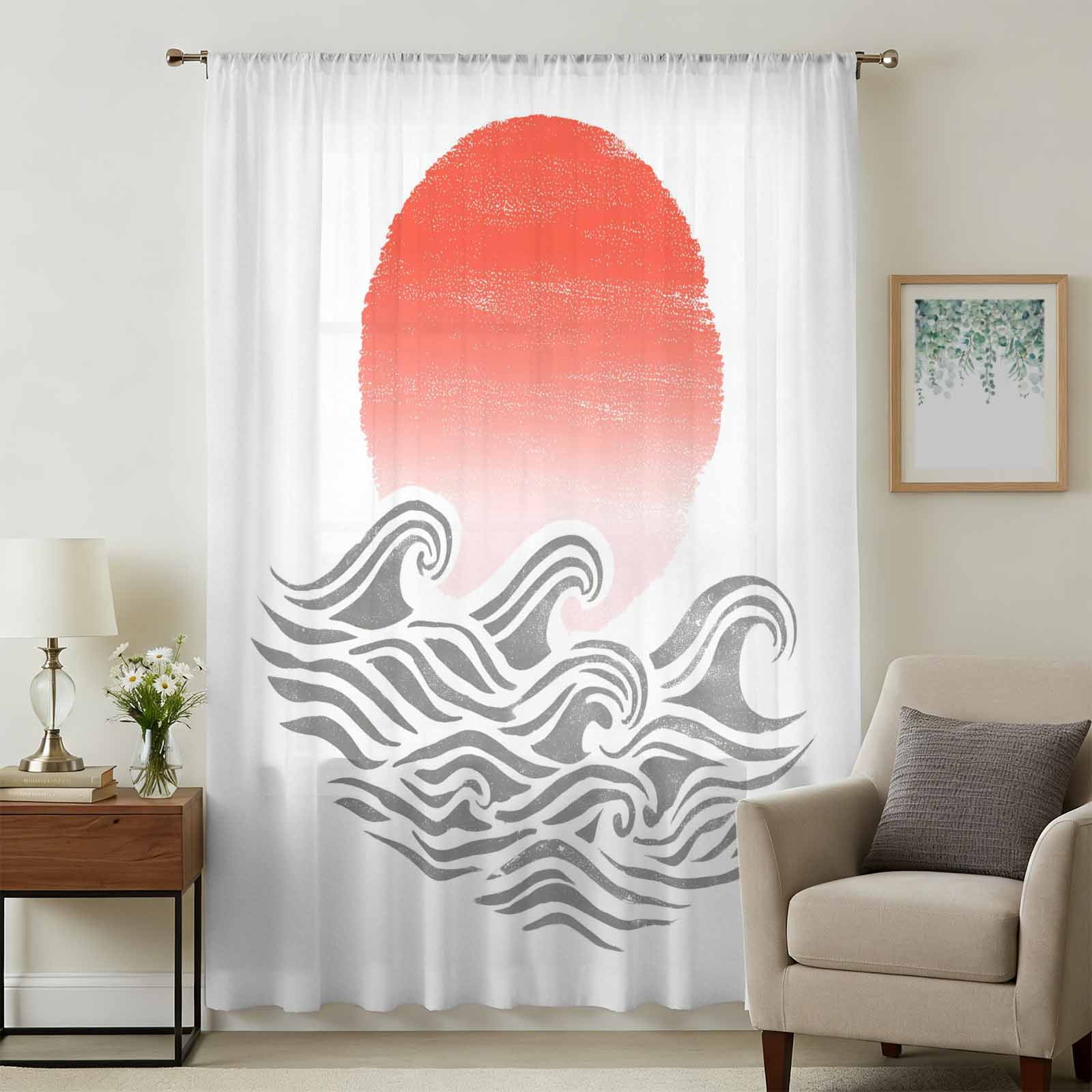 Window Rising Curtains Orange Ombre Sun Rise Sheer Curtains 108