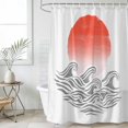 thumbnail image 1 of Orange Ombre Sun Rise Standard Shower Curtain Set, Waterproof Shower Curtains for Bathroom, Ocean Waves Coastal Abstract Art Washable Fabric Bath Curtain for Bathtub with Hooks 72x72 Inches, 1 of 9