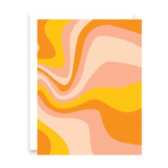 Orange Ombre Swirl Retro Greeting Card