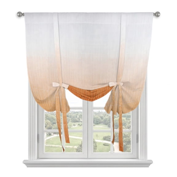 Orange Ombre Tie Up Curtains 45 Inches Long, Kitchen Window Curtains Over Sink, Aesthetics Contemporary Luxury Abstract Art Small Window Curtains Balloon Curtains Valances for Bedroom/Cafe 34"x45"