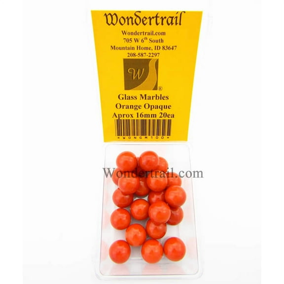 Orange Opaque 16mm Glass Marbles Pack of 20 Wondertrail