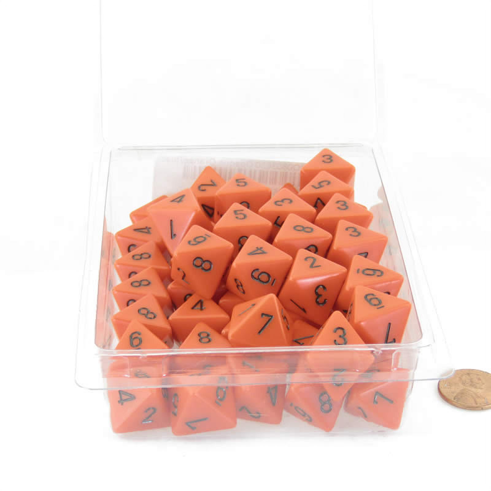 Orange Opaque Dice with Black Numbers D8 Aprox 16mm (5/8in) Pack of 50 Wondertrail