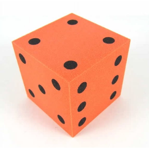 Orange Opaque Foam Die with Black Dots D6 50mm (2in) Pack of 1 Die Koplow Games
