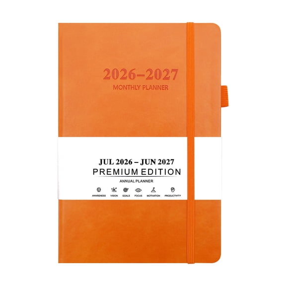 Orange Orange 2026-2027 Bilingual A5 Daily Planner Schedule Notebook Simple Design For Work School Home Organization