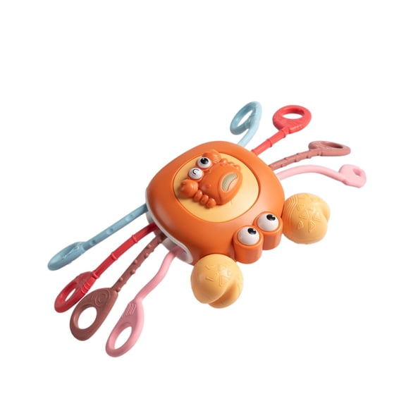 Orange Orange Animal Pull String Toy For Fine Motor Skill And Sensory Development With Safe Material