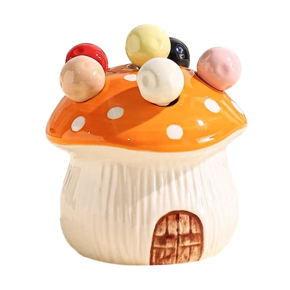 Orange Orange Ceramic Storage Jar For Fruit Fork Cartoon Design Kitchen Dessert Fork Holder Container With Lid
