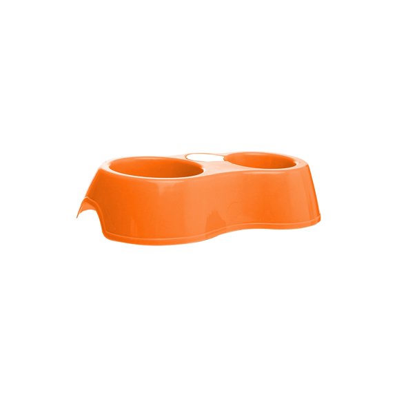 Orange Orange Macaron Pet Double Bowl Plastic Food Water Feeder Dish Non Slip For Dog Cat Small Oval Design
