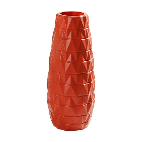 Orange Orange Plastic Decorative Vase Imitation Glazed Finish For Living Room Flower Arrangement Home Decor