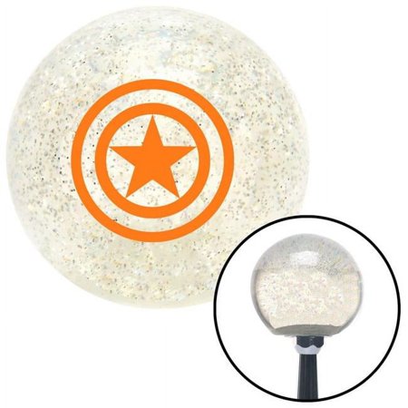 Orange Outlined Star Clear Metal Flake Shift Knob with M16 x 1.5 Insert Shifter