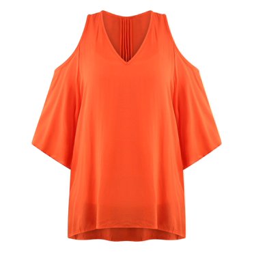 Orange Oversize Boho Top With Peek-A-Boo Shoulders Size Medium