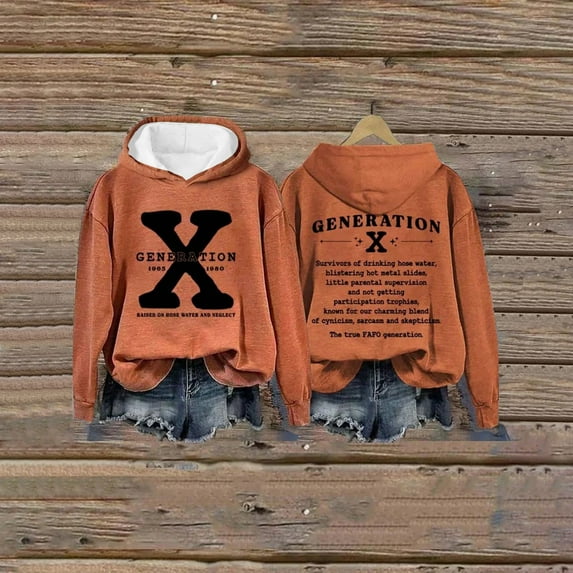 Orange Oversized Sweatshirts for Women Generation X Halloween Hoodie Fashionable Top Printed Floral Sweatshirt Hoodie Fall Trendy Outfits