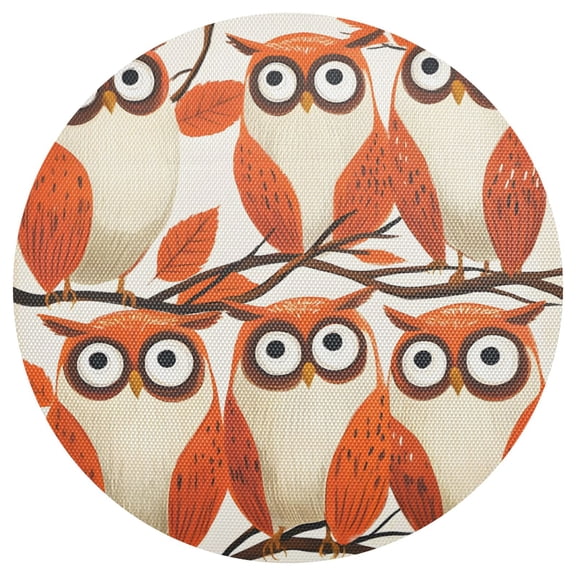 Orange Owl Plush Absorbent 15.4in Diameter PVC Plate Mat, Heat-Resistant and Cuttable, Kitchen Decor