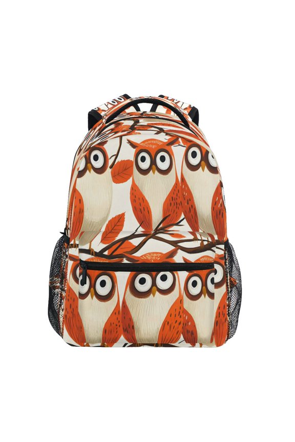 Orange Owl Plush Absorbent Stylish Large Backpack 15L Self-Standing Durable Twill for School, Office and Travel Use