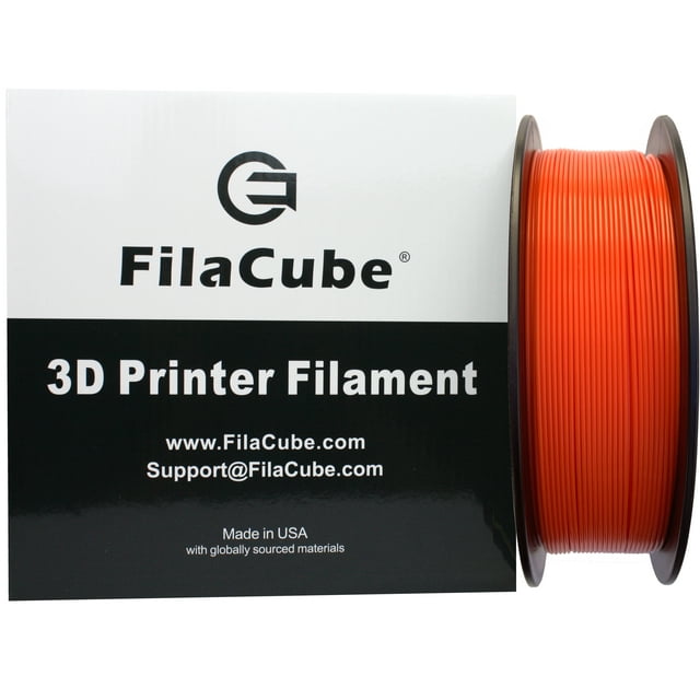 Orange PLA 3D Printer 1.75mm Filament - FilaCube 1.75 mm 1kg PLA 2 (PLA 2nd Generation) 3D Printing Plastic Orange Filament 2.2 lbs [Made in USA] Pumpkin Carrot 1 kg/roll for FDM/FFF Printer 3D Pen…