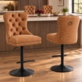 thumbnail image 1 of Orange PU Leather Swivel Bar Stools Set of 4 with Upholstered Back, Adjustable Counter Height Barstools, Bar Chairs for Home Bar Kitchen Island Pub Restaurant (4 Pcs, Orange), 1 of 10