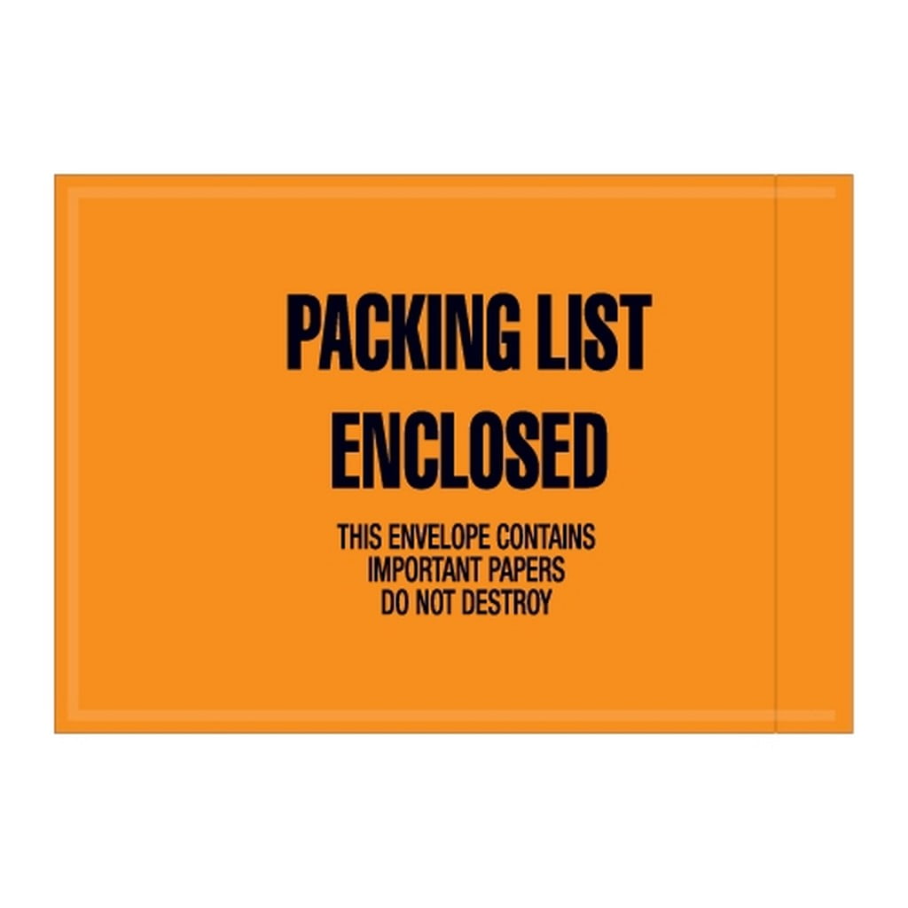 Orange "Packing List Enclosed" Envelopes 4 1/2" X 6" (1000 Case)