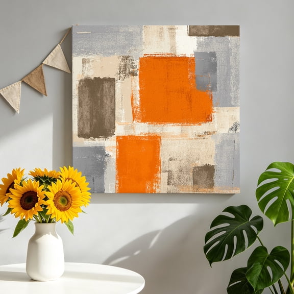 Orange Paint Canvas Wall Art, Abstract Mottled Framed Canvas Wall Decor Picture Print Artwork Decorations for Living Room Office Ready to Hang 10" x 10"