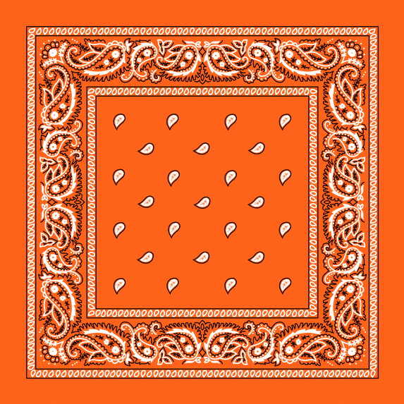 Orange Paisley Bandanas - Dozen Packed 22x22