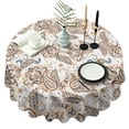 thumbnail image 1 of Orange Paisley Pattern Round Tablecloth 60"x60",Wrinkle Wipeable Table Cloth for Kitchen Dining Room Picnic Patio Party, 1 of 6