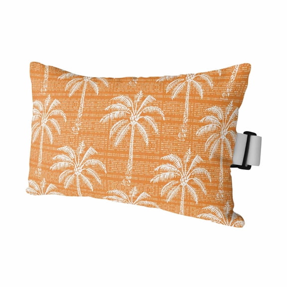 Orange Palm Tree Outdoor Pillows for Chaise Lounge Chair Waterproof Lumbar Pillows with Insert&Adjustable Elastic Strap Beach Headrest Pillow Summer Botanical Tropical Tree Pool Pillow 11"x16"