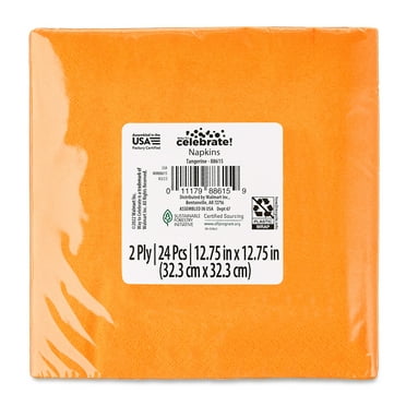 6.5" x 6.5" Disposable Orange Paper Napkins, 24 Count, by Way To Celebrate