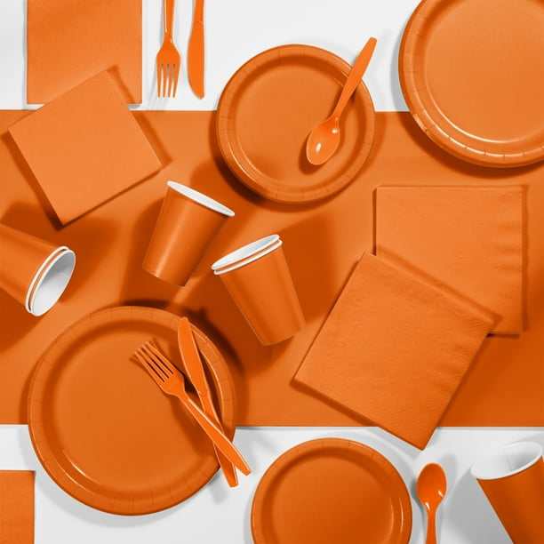グランドセール Supplies Party Orange Kit Business Walmart - Guests 24 for 使い捨て食器