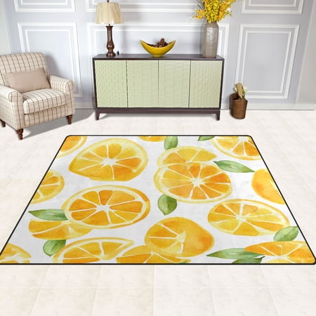 Orange Pattern 63''x48'' Plush Memory Foam Bath Mat, Soft, Absorbent, Non Slip, Durable