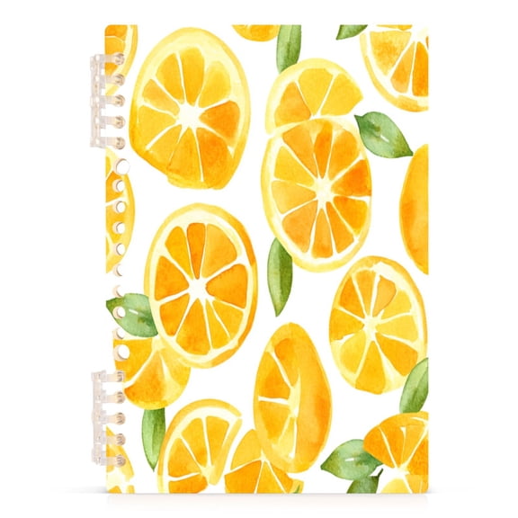 Orange Pattern A5 8.3x5.7in PP Notebook, Adjustable Rings, 60 Sheets, Diary or Journey Note