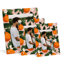 Orange Pattern Acrylic Picture Frame, Vertical Tabletop Display for 4x6 5x7 8x10 Photos, Clear Stand with Citrus Design