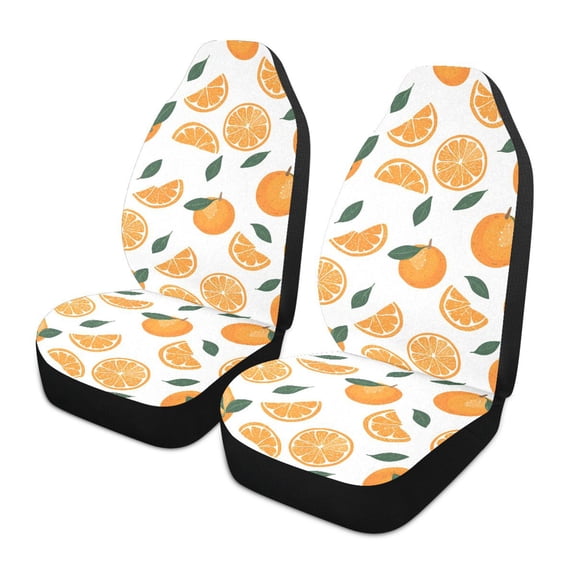Orange Pattern Car Seat Covers Front Seats Universal Fit for Sedan SUV Truck Van