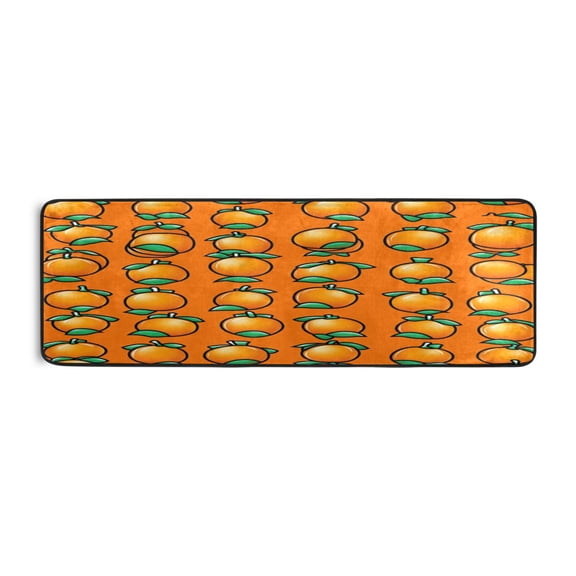 Orange Pattern Design 72x24" Runner Rug, Non-Slip Memory Foam Cushion, Anti-Crease for Hallways and Bedrooms