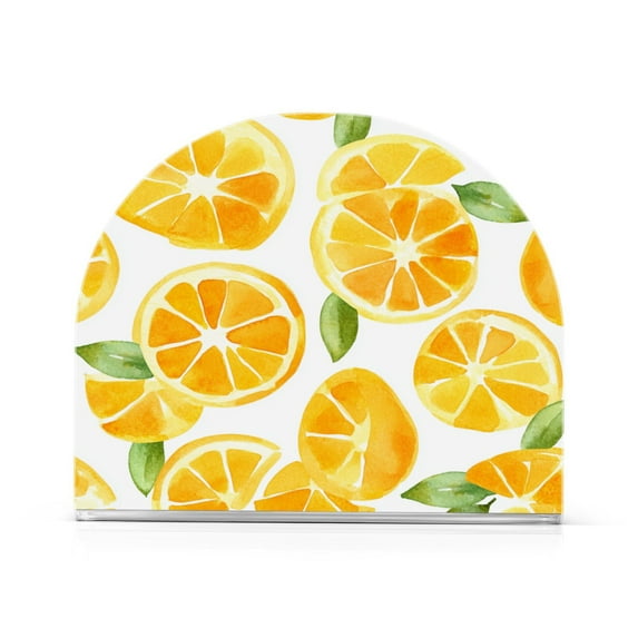 Orange Pattern Thick U Shape Acrylic Napkin Holder Non Slip Space Saving for Kitchen