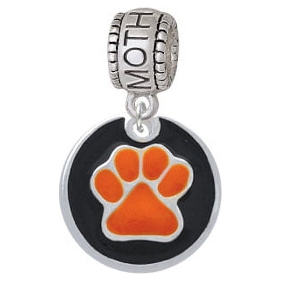 Orange Paw on Black Disc - Mother Charm Bead