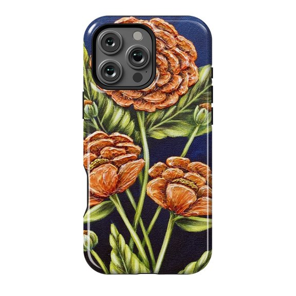 Orange Peonies Vibrant Spring Floral Art Phone Case for iPhone 11 12 13 14 15 16 17 Pro Max