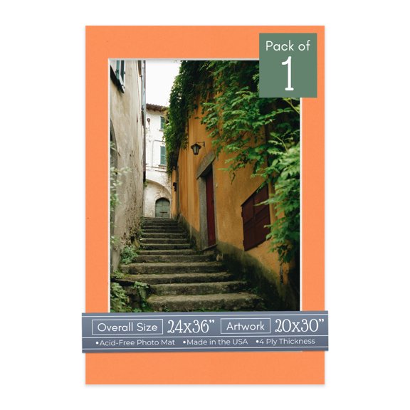 Orange Picture Frame Mat for 24x36 Frames - Fits 20x30 Photos - 1 Mat