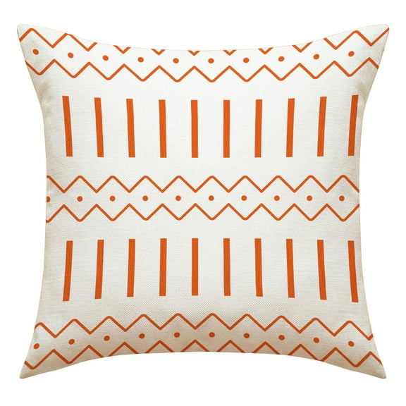 Orange Pillow Covers 18X18 Set of 4 Home Decorative Throw Pillow Covers Outdoor Linen Couch Throw Pillow