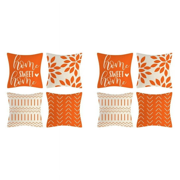 Orange Pillow Covers 18X18 Set of 8 Home Decorative Throw Outdoor Linen Couch Case