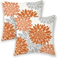 thumbnail image 1 of Orange Pillow Covers 18x18 Inch 2 Pcs,Fall Colored Geometric Dahlia Decorative Throw Pillows,Summer Rust Gray Flower Outdoor Decor Pillowcase Linen Square Cushion Cover Gift for Porch Patio Couch, 1 of 6