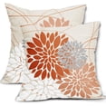 thumbnail image 1 of Orange Pillow Covers 18x18 Inch Dahlia Flower Fall Colored Pillow Case Farmhouse Outdoor Decor for Home Bedroom Living Room Rustic Modern Floral Linen Square Cushion Cover, Set of 2, 1 of 6