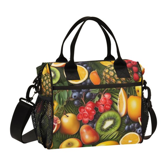 Orange Pineapple Pear Lunch Bag Insulated Lunch Box Leakproof Reusable Cooler Tote Adjustable Shoulder Strap for Men Women 9L