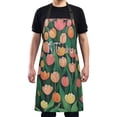 thumbnail image 1 of Orange Pink Flowers Chef Kitchen Apron with Pockets for Women Waterproof Aprons for Cooking Baking, 1 of 7