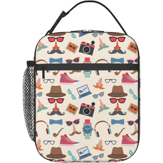 Orange Pink Green Bow Insulated Lunch Bag, Lunch Box for Office Travel, Lunch Bag for Men and Women