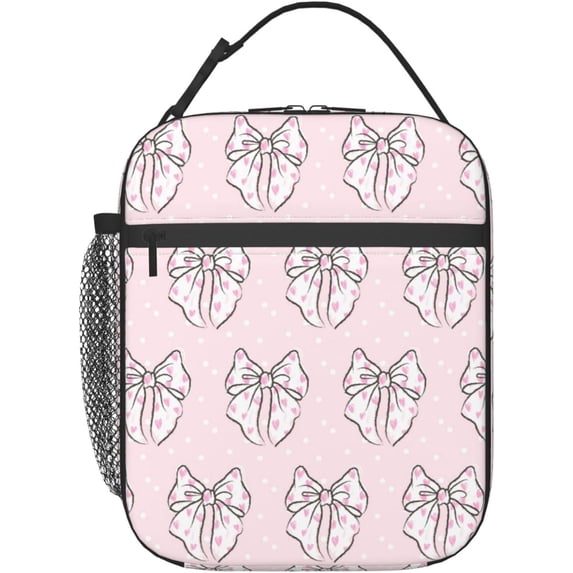 Orange Pink Green Bow Insulated Lunch Bag, Lunch Box for Office Travel, Lunch Bag for Men and Women