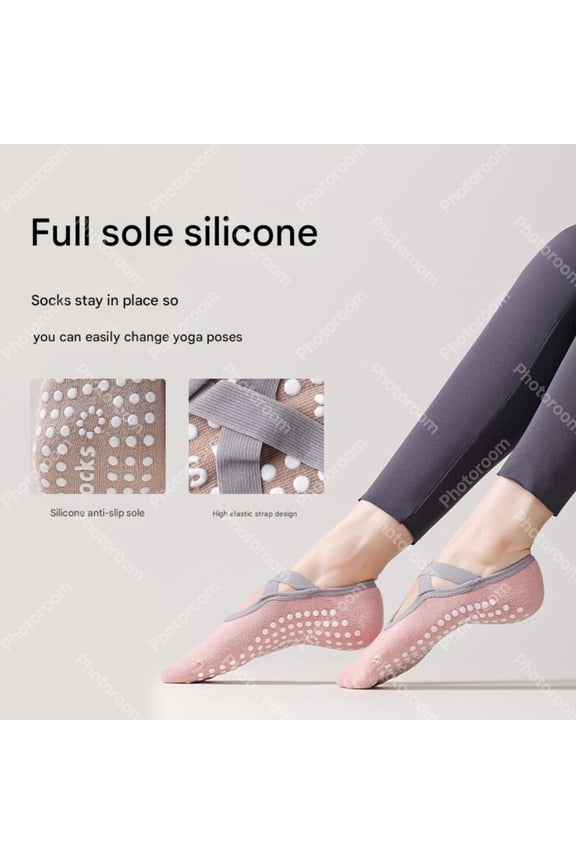 Orange Pink Non Slip Yoga Socks with Cross Ribbon for Home Fitness Pilates