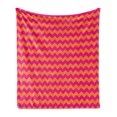 thumbnail image 1 of Orange and Pink Soft Flannel Fleece Blanket, Horizontal Zigzag Pattern Chevron Stripes in Vibrant Colors Geometric, Cozy Plush for Indoor and Outdoor Use, 50" x 60", Orange Magenta, by Ambesonne, 1 of 5