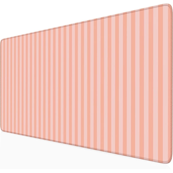 Orange Pink Striped Desk Mat Cute Pastel XXL Large Gaming Mouse Pad Desk Pad Kawaii Aesthetic Cozy Keyboard Laptop Computer Mat Home Office Decor for Women